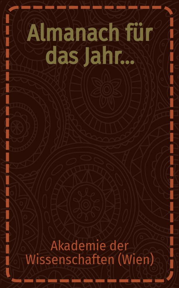 Almanach f&uuml;r das Jahr...