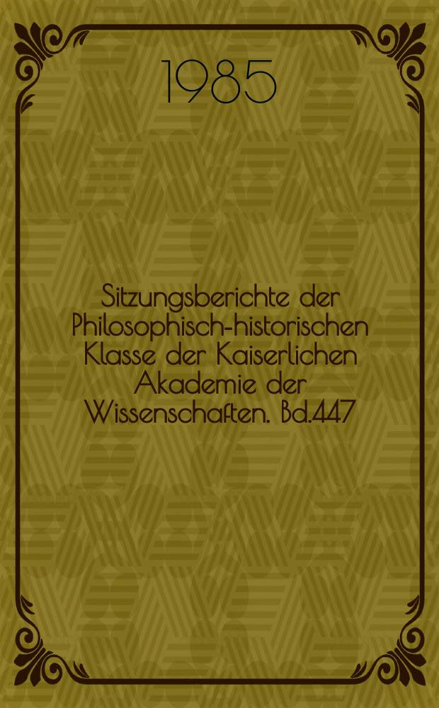 Sitzungsberichte der Philosophisch-historischen Klasse der Kaiserlichen Akademie der Wissenschaften. Bd.447 : A monetary approach to systems of demand equations