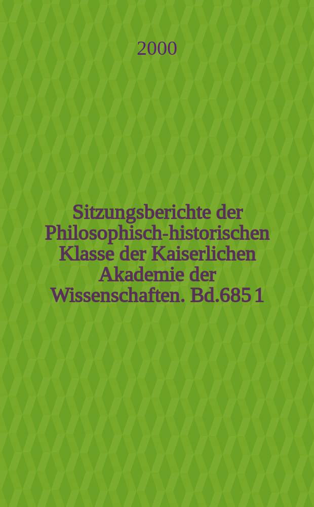 Sitzungsberichte der Philosophisch-historischen Klasse der Kaiserlichen Akademie der Wissenschaften. Bd.685 [1] : Die Handschriftliche Überlieferung der Werke des Heiligen Augustinus