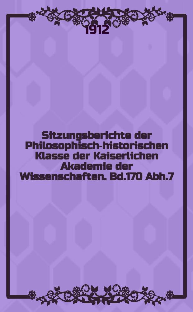 Sitzungsberichte der Philosophisch-historischen Klasse der Kaiserlichen Akademie der Wissenschaften. Bd.170 Abh.7 : Die indische Musik der vedischen und der klassischen Zeit