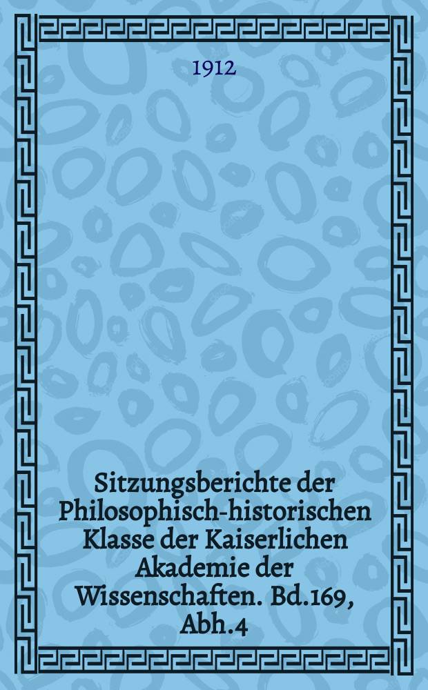 Sitzungsberichte der Philosophisch-historischen Klasse der Kaiserlichen Akademie der Wissenschaften. Bd.169, Abh.4 : Die Aristophaneshandschriften der Wiener Hofbibliothek