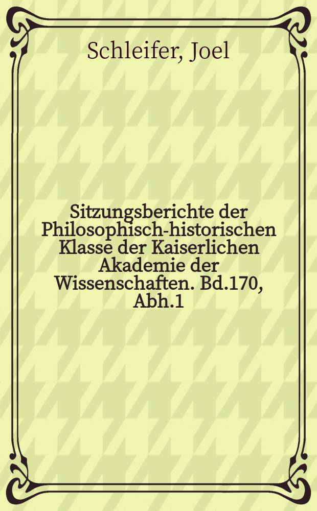 Sitzungsberichte der Philosophisch-historischen Klasse der Kaiserlichen Akademie der Wissenschaften. Bd.170, Abh.1 : Bruchstücke der sahidischen Bibelübersetzung