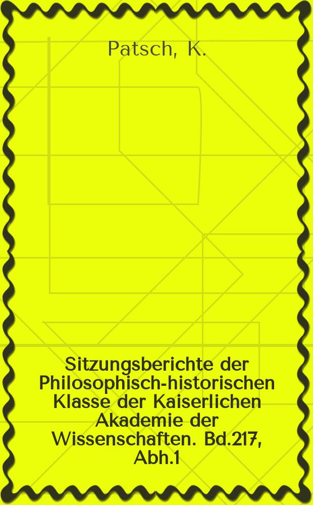 Sitzungsberichte der Philosophisch-historischen Klasse der Kaiserlichen Akademie der Wissenschaften. Bd.217, Abh.1 : Beiträge zur Völkerkunde von Südosteuropa