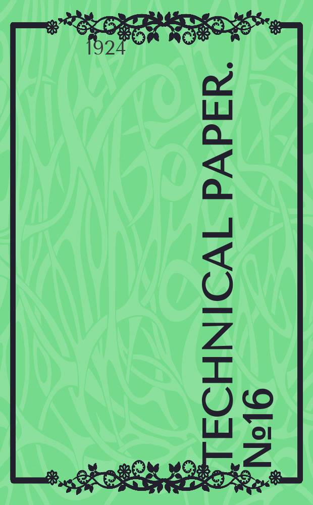 Technical paper. №16 : The moisture equivalent as influenced by the amount of soil used in its determination
