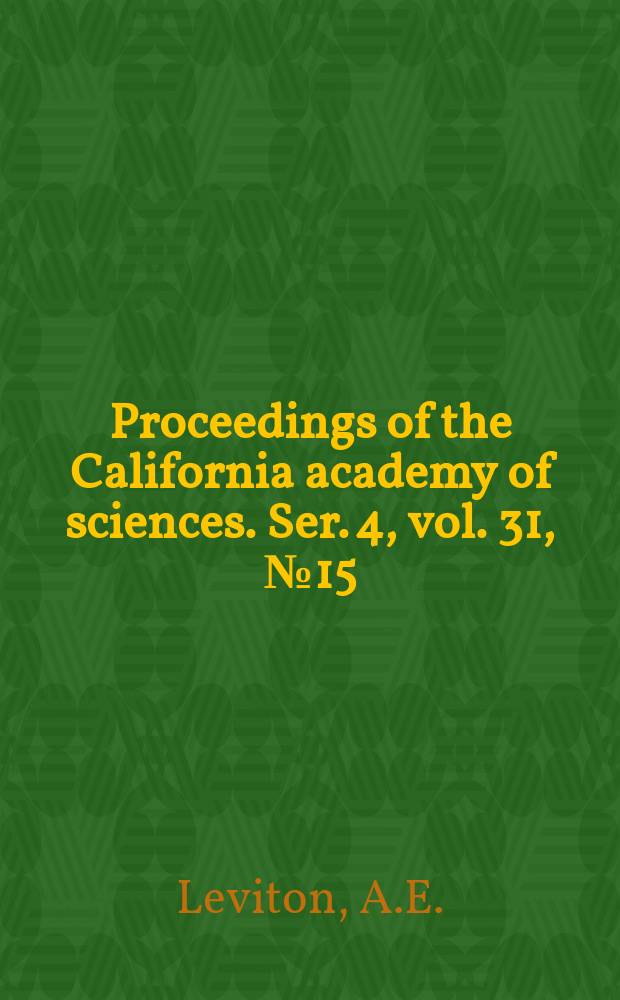 Proceedings of the California academy of sciences. Ser. 4, vol. 31, № 15 : Remarks of the zoogeography of Philippine...