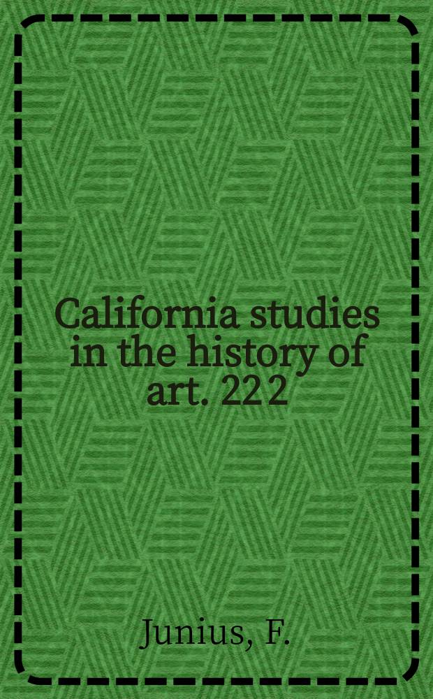 California studies in the history of art. 22[2] : The literature of classical