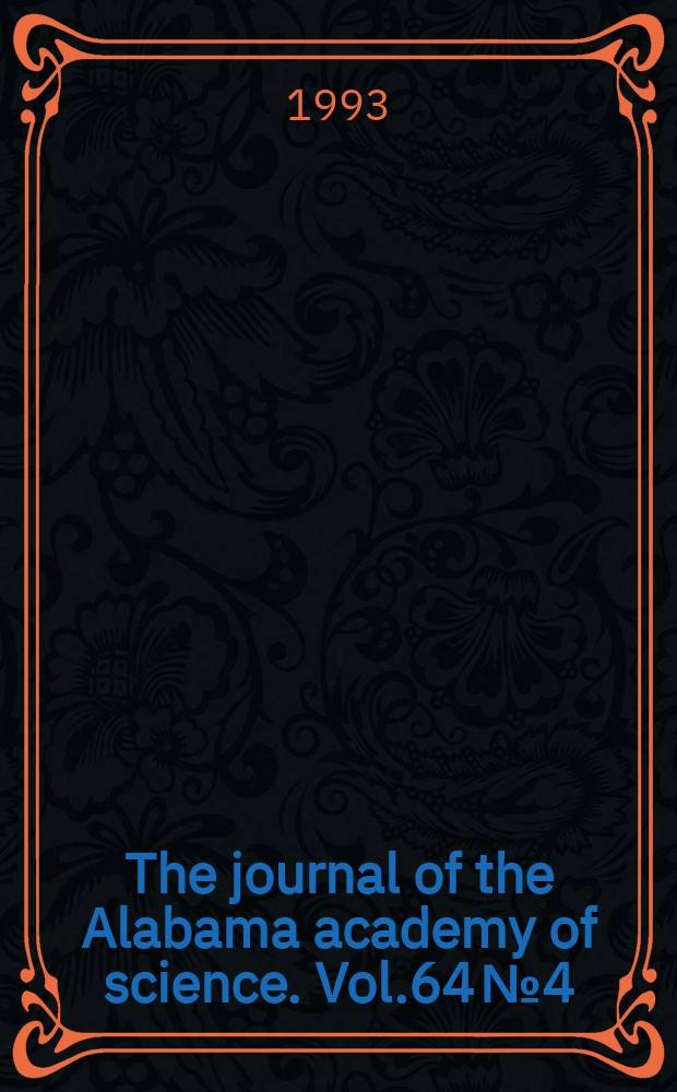 The journal of the Alabama academy of science. Vol.64 №4 : (Healthy Alabama year 2000)