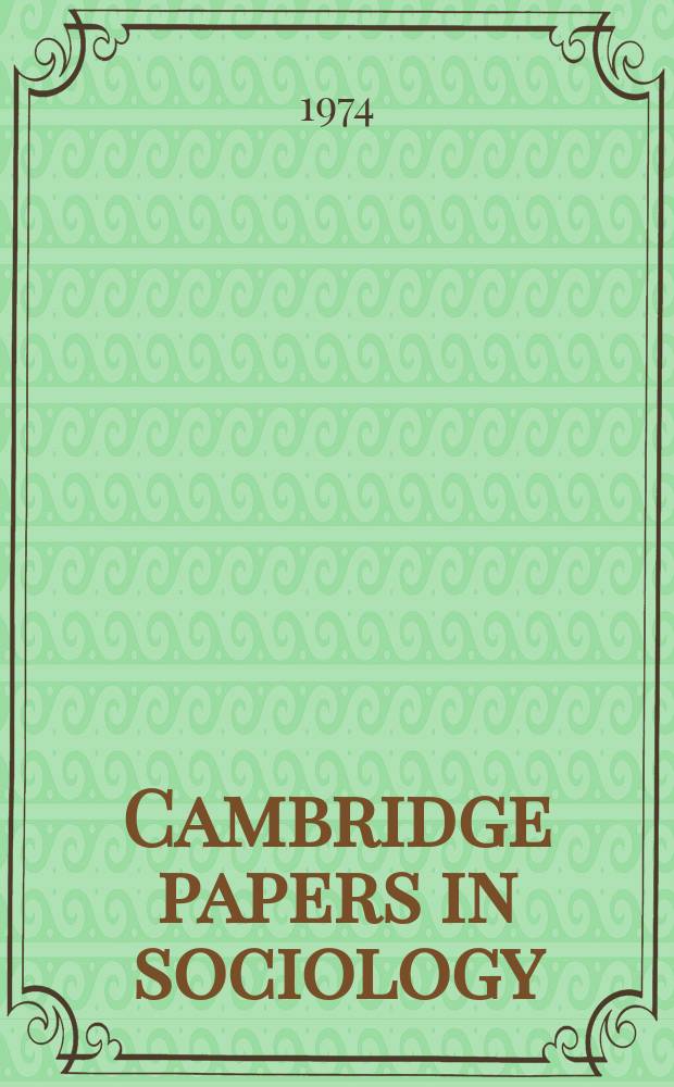 Cambridge papers in sociology