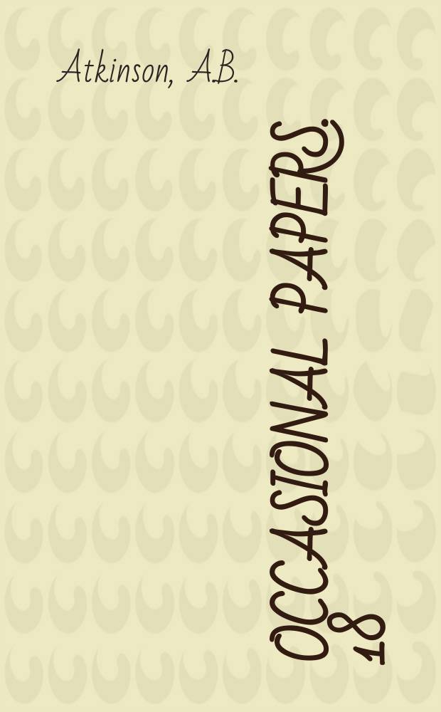 Occasional papers. 18 : Poverty in Britain and the reform ...