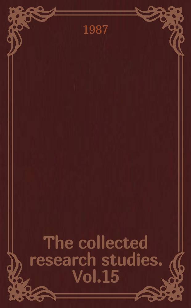 The collected research studies. Vol.15 : Labour-management cooperation in Canada