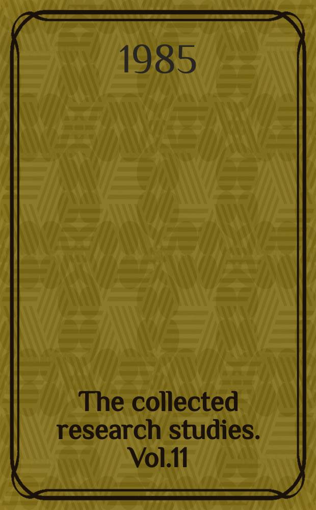 The collected research studies. Vol.11 : Canada - United States free trade