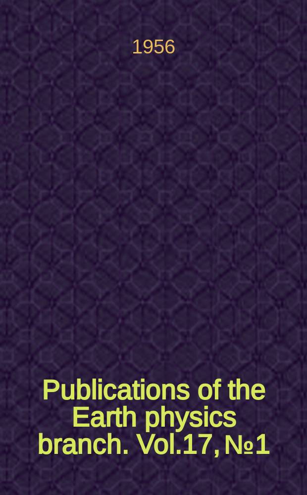Publications of the Earth physics branch. Vol.17, №1 : Record of observation at the magnetic observatories, Agincourt and Meanook 1934/1935