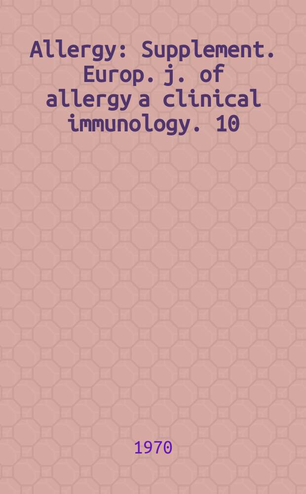 Allergy : Supplement. Europ. j. of allergy a clinical immunology. 10 : Asthma symposium. Hornbaek