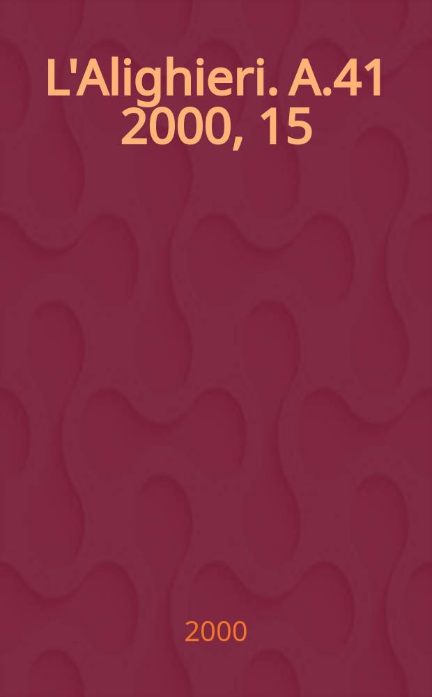 L'Alighieri. A.41 2000, 15