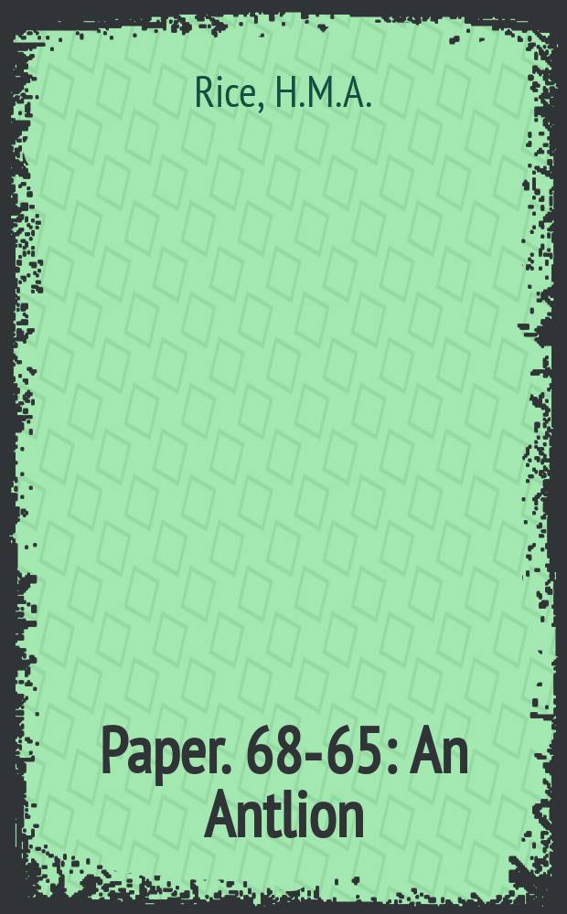 Paper. 68-65 : An Antlion (Neuroptera) and a stonefly (Plecoptera) of cretaceous age from Labrador, Newfoundland