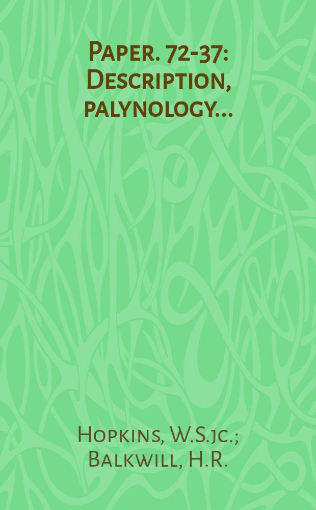 Paper. 72-37 : Description, palynology ...