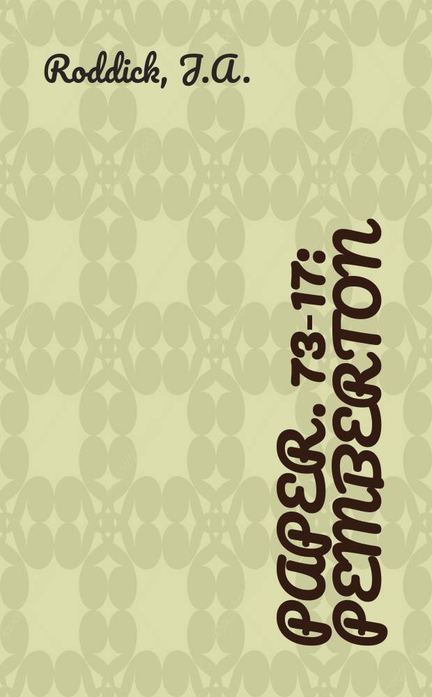 Paper. 73-17 : Pemberton (East half) map-area, ...