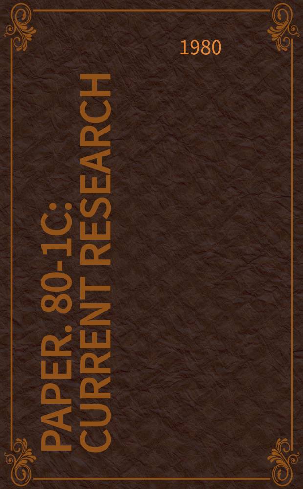 Paper. 80-1C : Current research