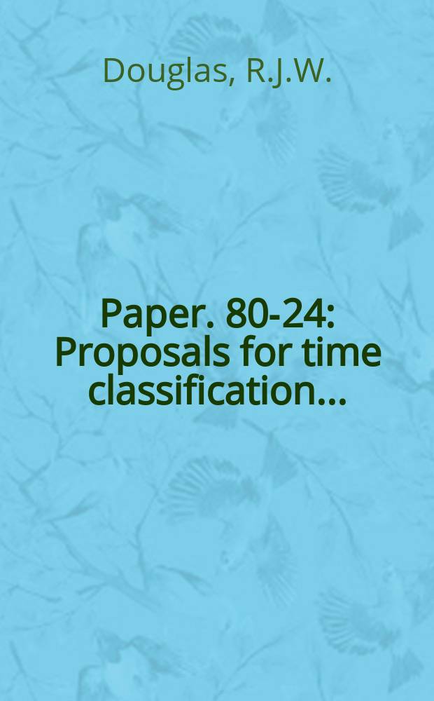 Paper. 80-24 : Proposals for time classification ...