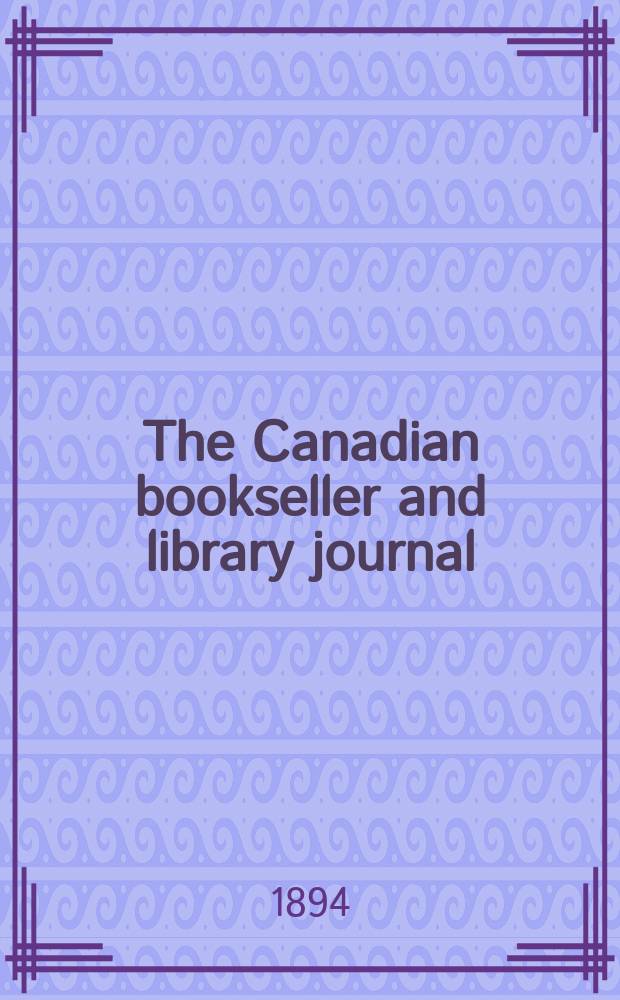 The Canadian bookseller and library journal