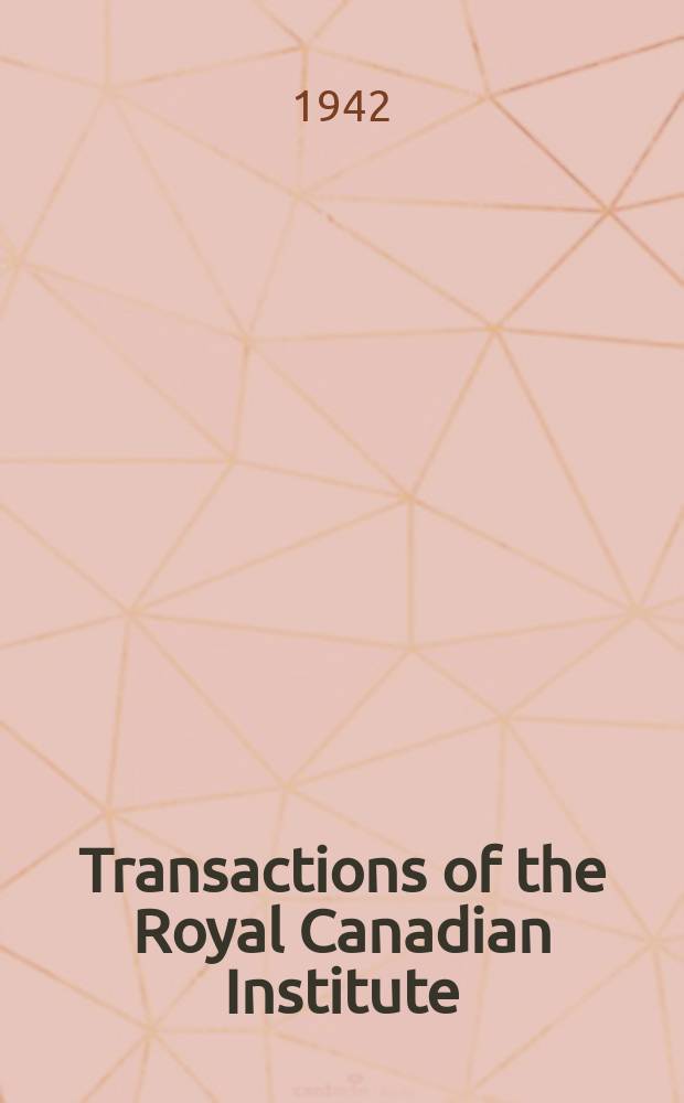 Transactions of the Royal Canadian Institute