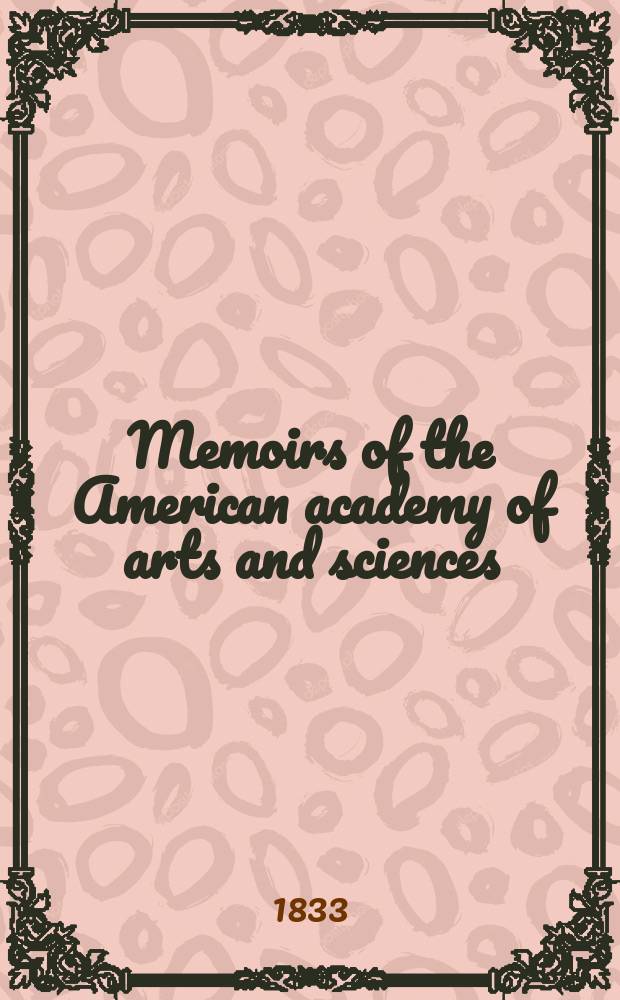 Memoirs of the American academy of arts and sciences
