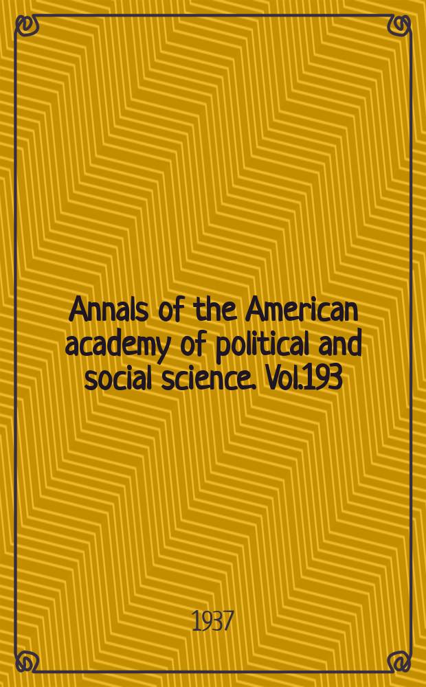 Annals of the American academy of political and social science. Vol.193 : Revival of depressed industries