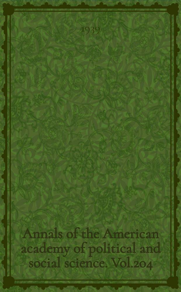 Annals of the American academy of political and social science. Vol.204 : Democracy a. the Americas