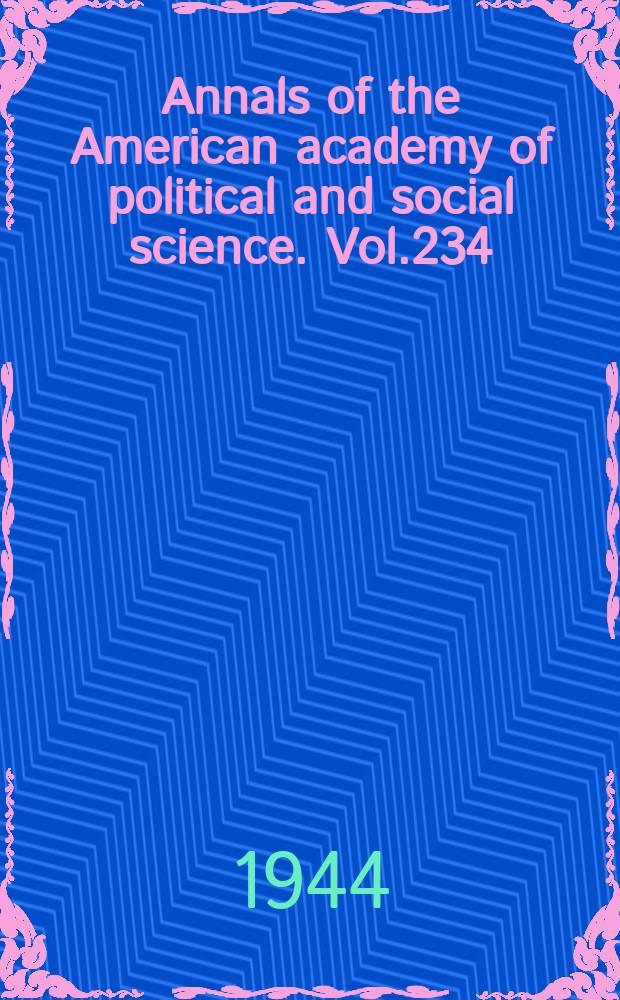 Annals of the American academy of political and social science. Vol.234 : Agenda for peace