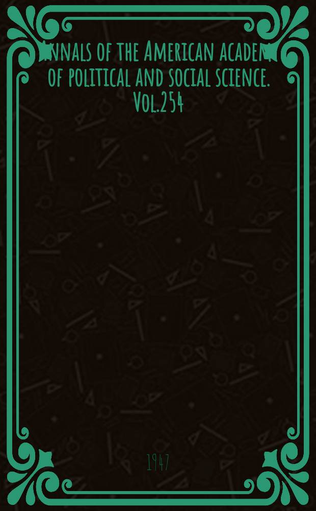 Annals of the American academy of political and social science. Vol.254 : The Motion picture industry