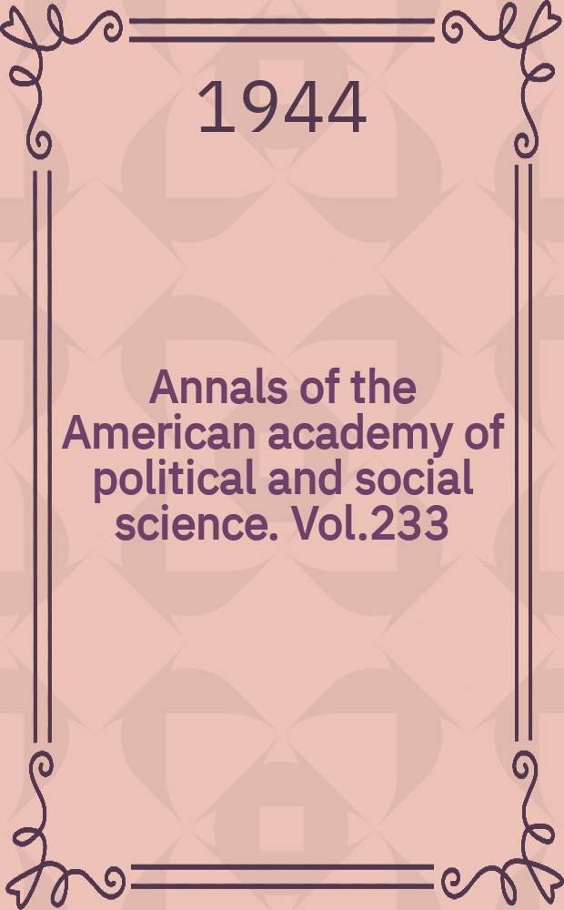 Annals of the American academy of political and social science. Vol.233 : India speaking