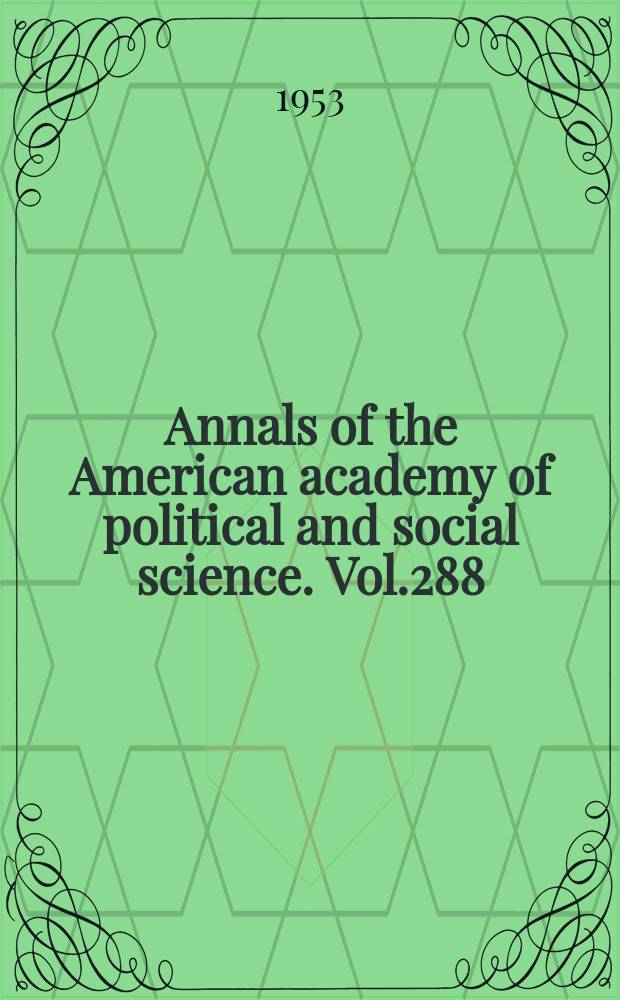 Annals of the American academy of political and social science. Vol.288 : NATO a. world peace