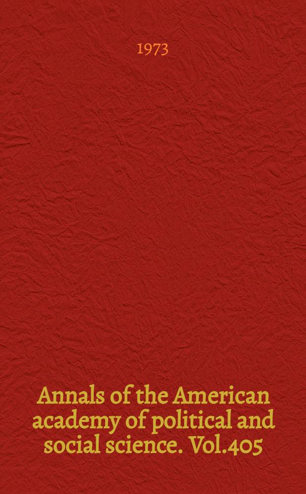 Annals of the American academy of political and social science. Vol.405 : Urban change and the planning syndrome