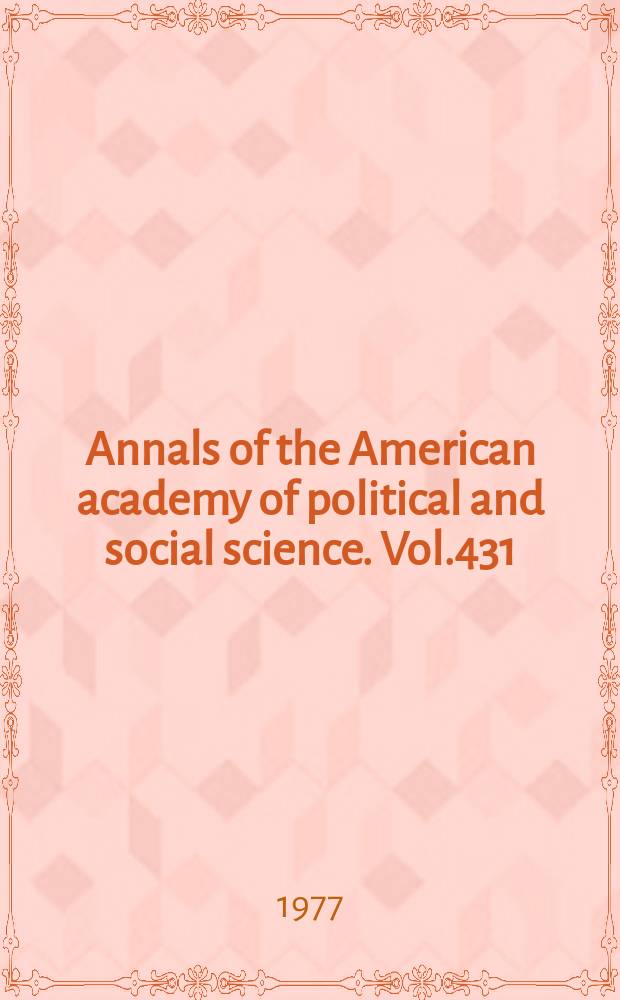 Annals of the American academy of political and social science. Vol.431 : Industrial democracy in international perspective