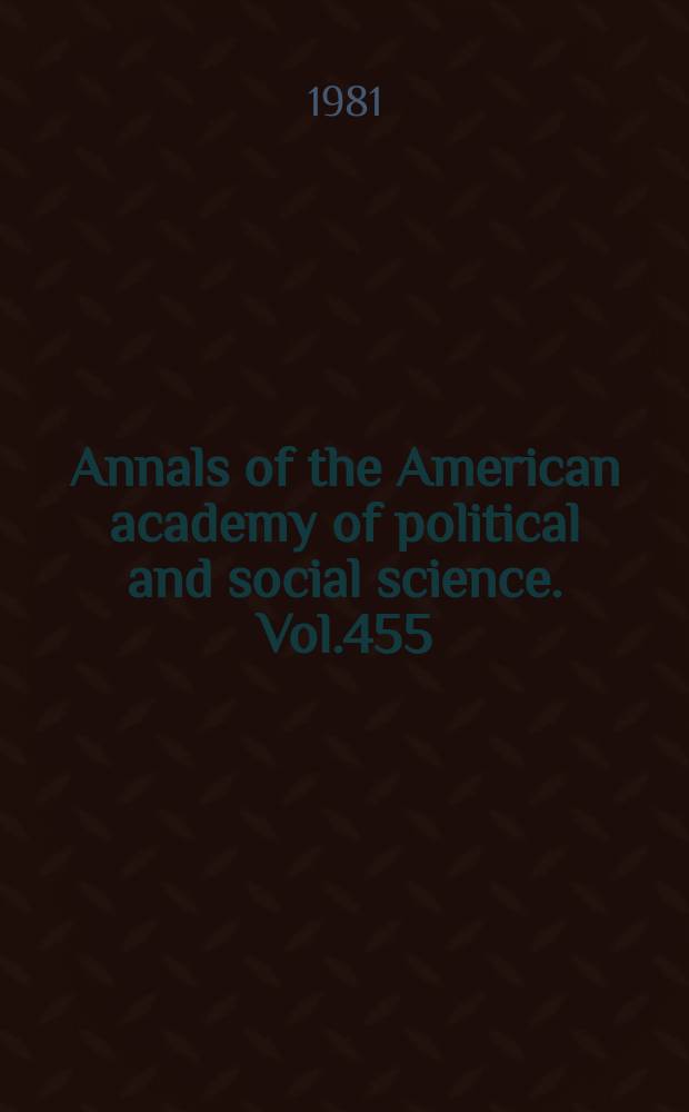 Annals of the American academy of political and social science. Vol.455 : Gun control