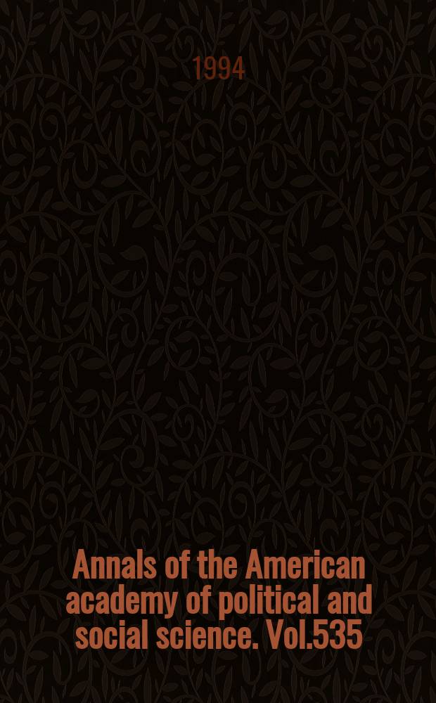 Annals of the American academy of political and social science. Vol.535 : The Arms trade