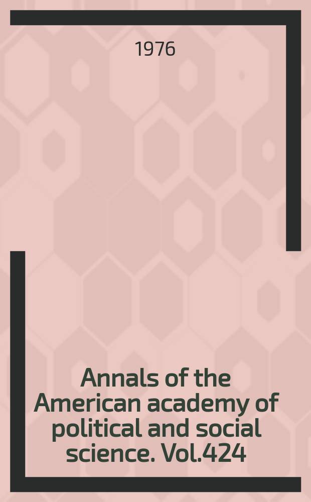 Annals of the American academy of political and social science. Vol.424 : International exchanges of persons a reassessment