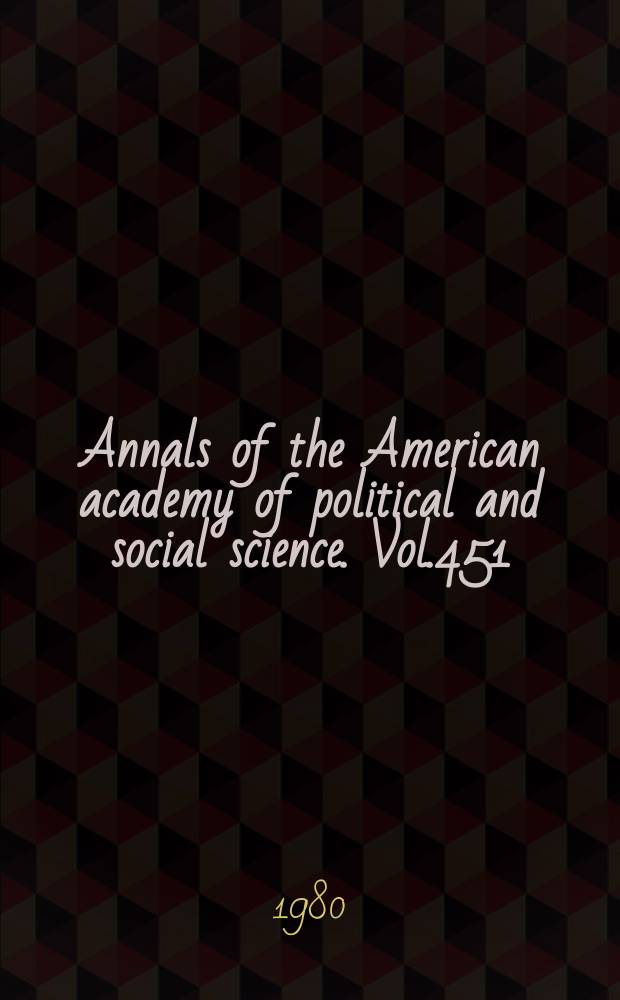 Annals of the American academy of political and social science. Vol.451 : Changing cities