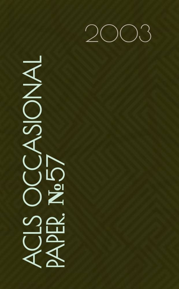 ACLS occasional paper. №57 : Crises and opportunities