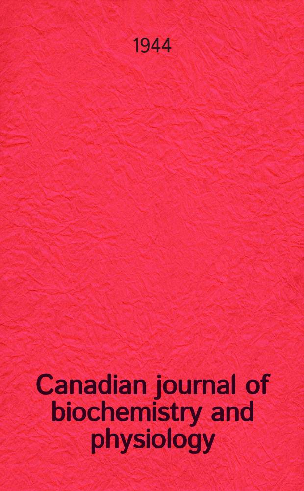 Canadian journal of biochemistry and physiology : Formerly Canadian journal of medical sciences