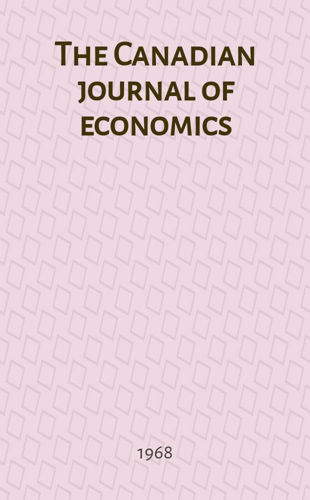 The Canadian journal of economics : Supplement