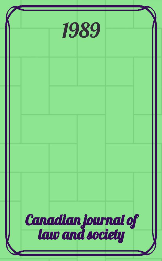 Canadian journal of law and society = Revue canadienne de droit et société