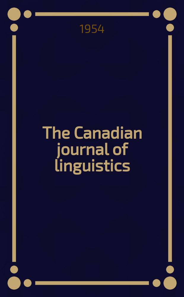 The Canadian journal of linguistics