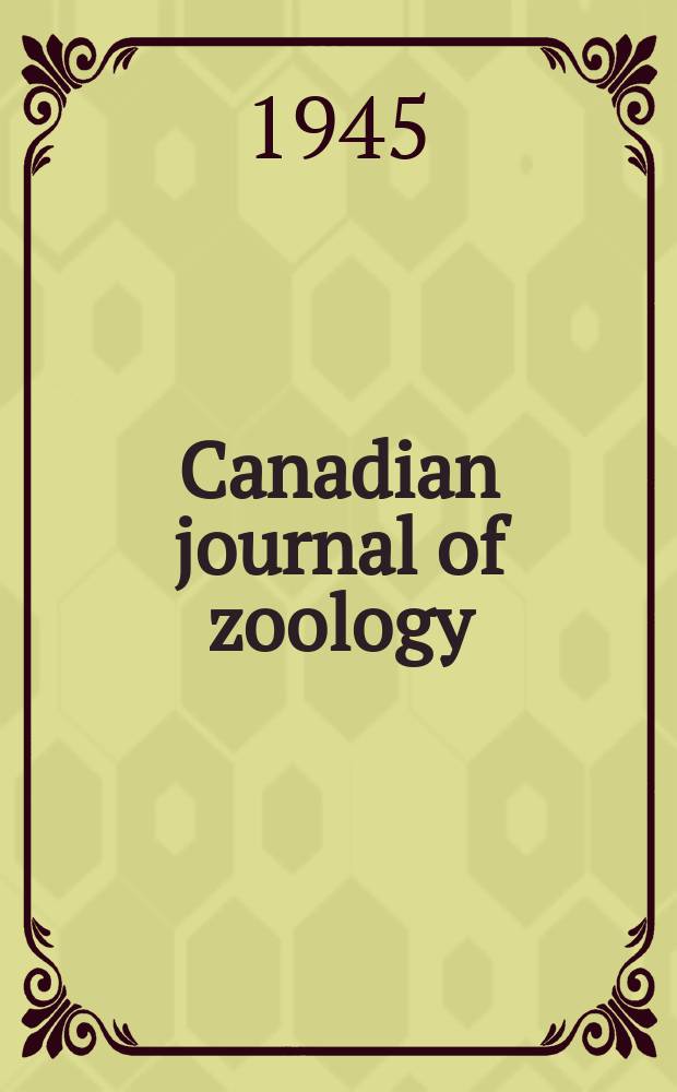 Canadian journal of zoology : Formerly Section D. Canadian journal of research