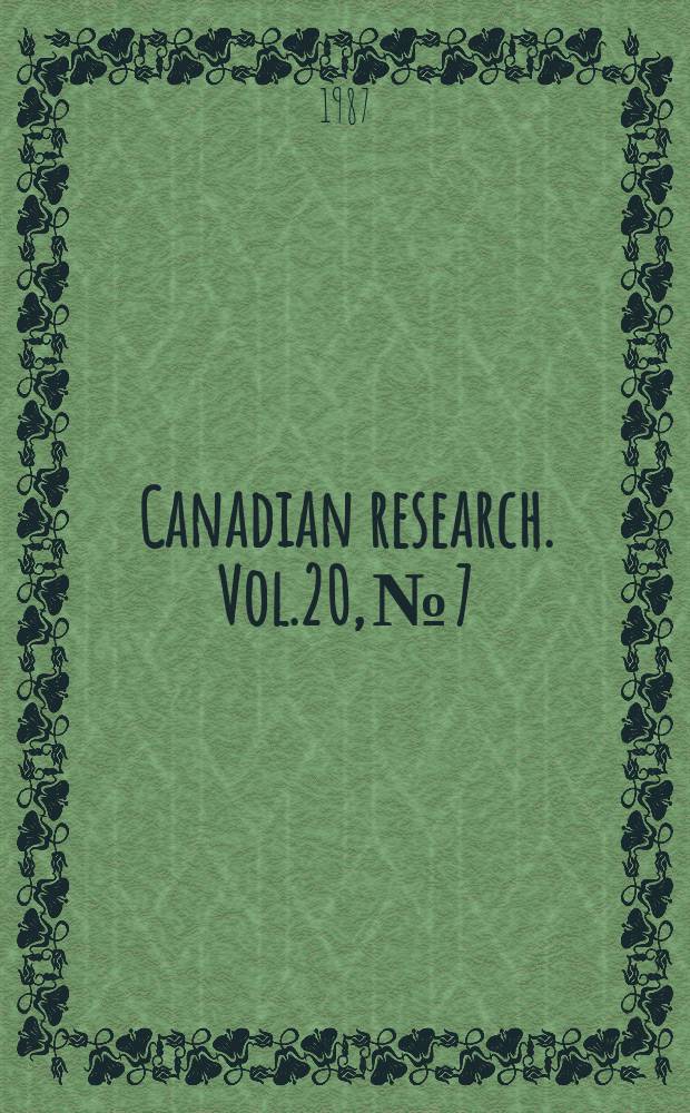 Canadian research. Vol.20, №7 : (Biotechnology Canada)