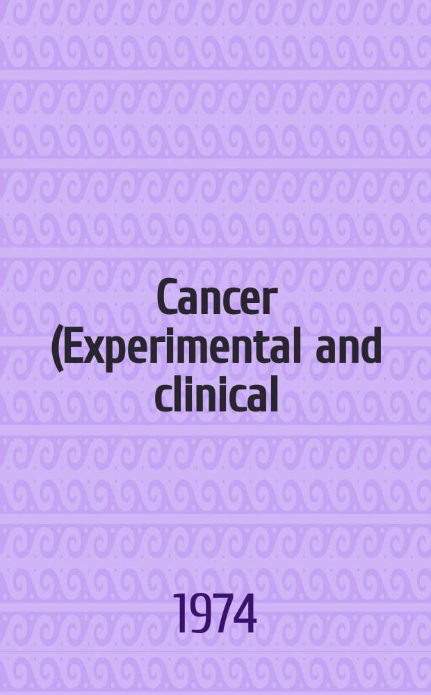 Cancer (Experimental and clinical) : Section XVI [of] Experta medica. Vol.26, №10 : Index issue