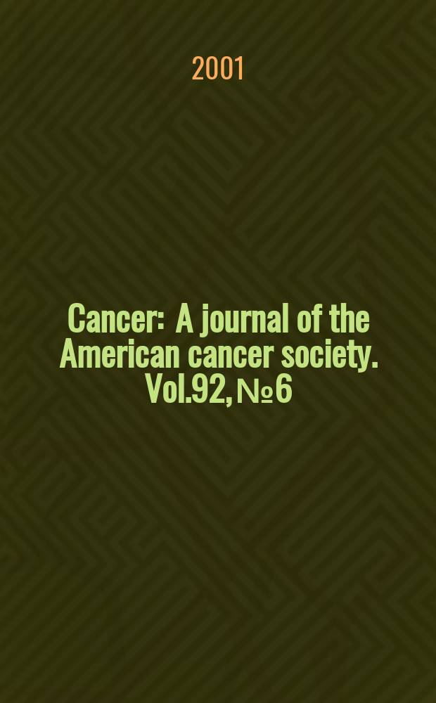 Cancer : A journal of the American cancer society. Vol.92, №6