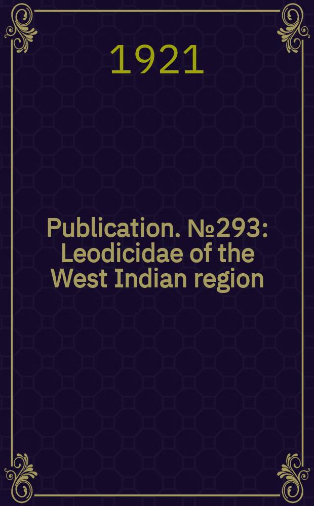 Publication. №293 : Leodicidae of the West Indian region