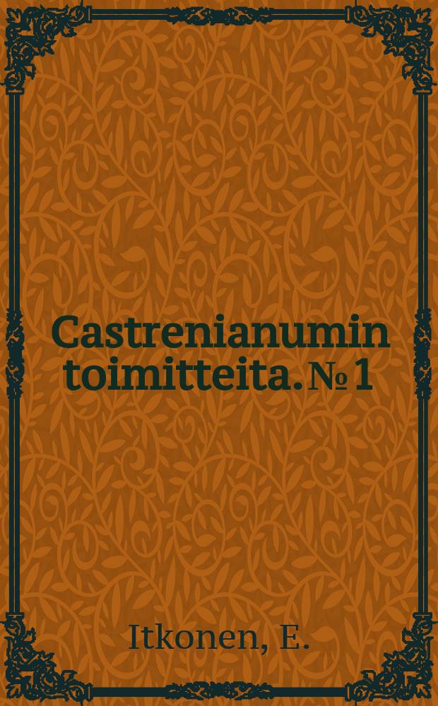 Castrenianumin toimitteita. №1 : Lapin murteiden fonologiaa