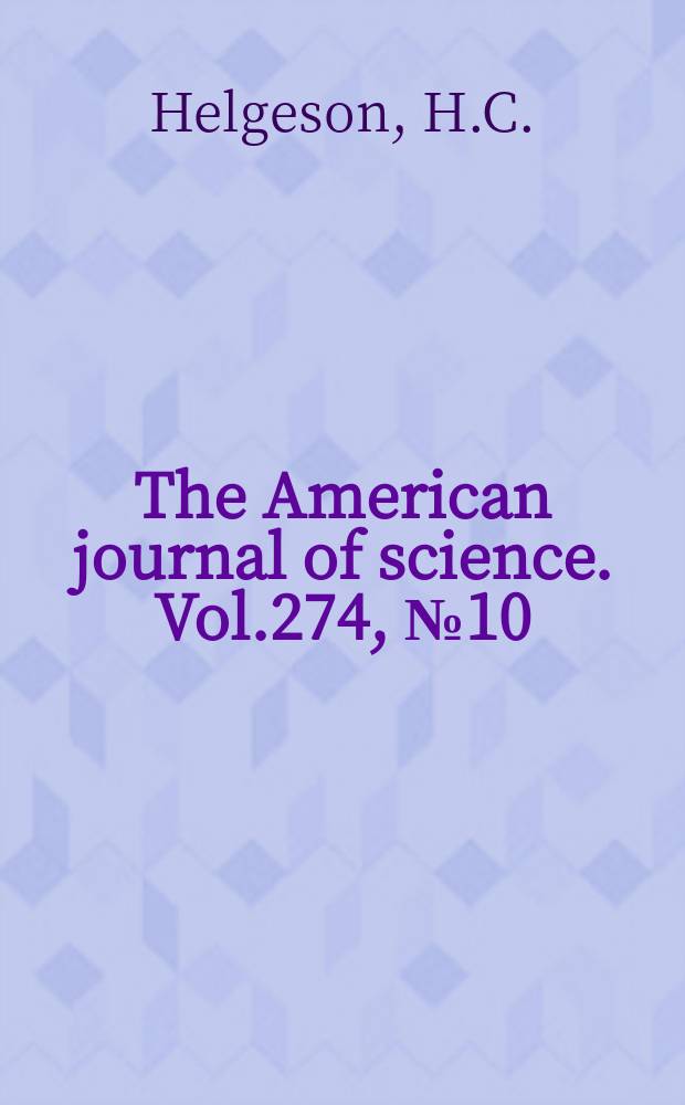 The American journal of science. Vol.274, №10 : Theoretical prediction ...